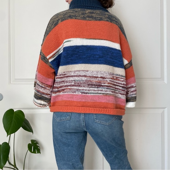 Urban Outfitters Striped Sweater Shirt Wide Sleeves Chunky Knit Long Sleeve - Picture 15 of 16